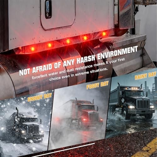 10-Pack LED Trailer Marker Lights Kit Dual Function (Steady & Strobe) Oval Red