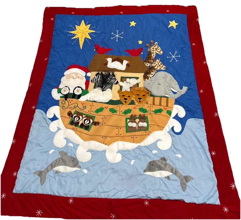 Home Interiors Wall Hanging Santa Noahs Ark Christmas 49”x 57.5”