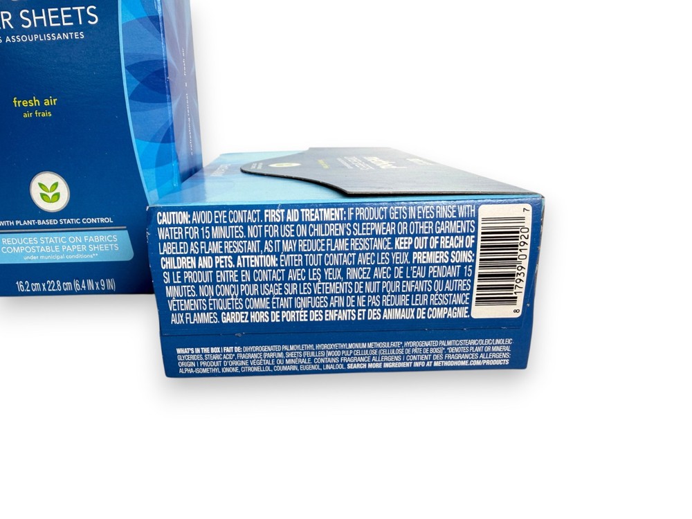 Method Dryer Sheets - Fresh Air - 80 Count (2 Boxes)