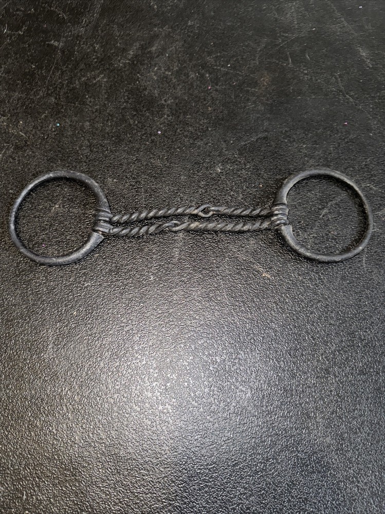 Cast Iron Twisted Metal  Dee Ring English Snaffle Bit  ~ 6”
