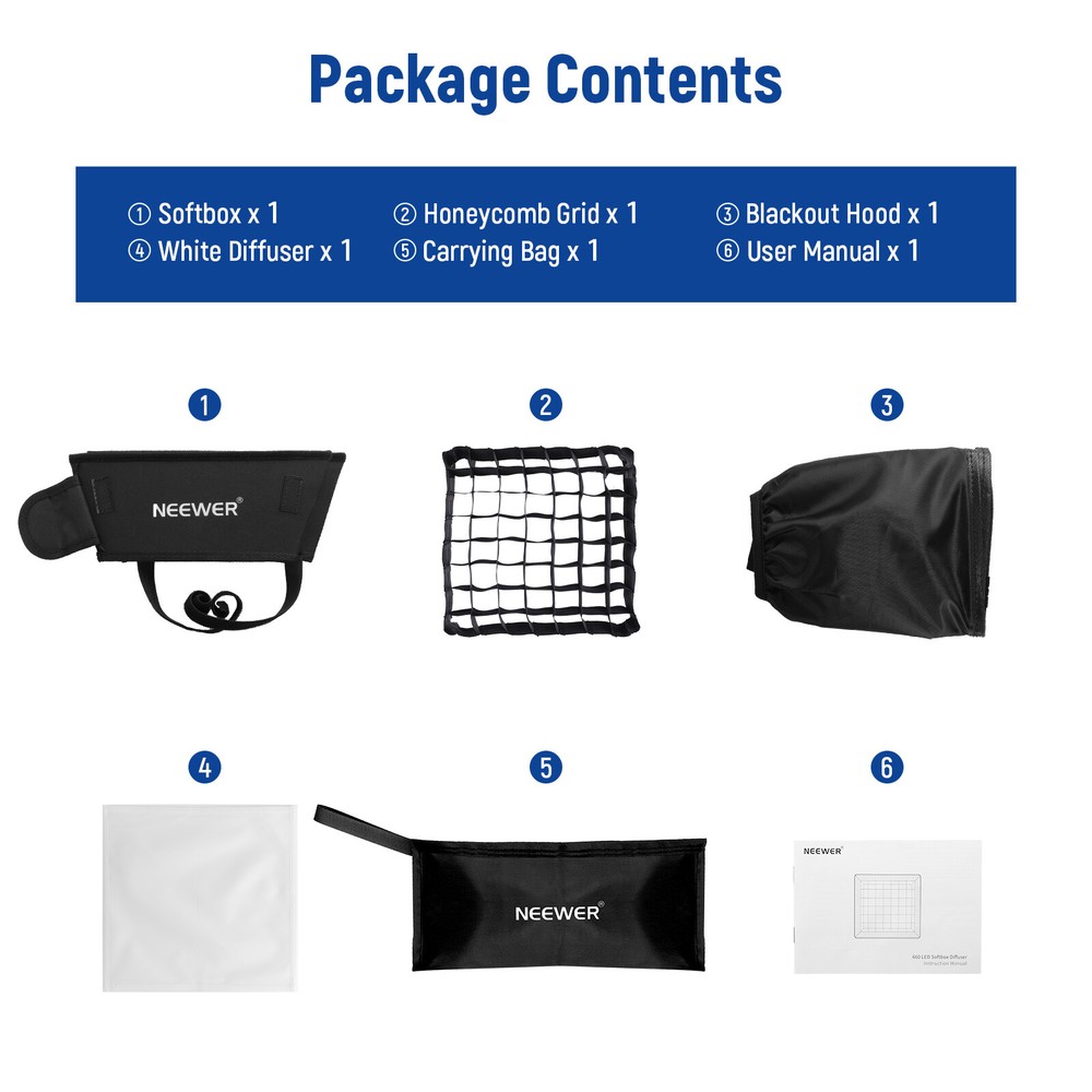 NEEWER 12.2''x 11.4''Foldable Photo Video Studio Softbox Diffuser&Grid&Bag