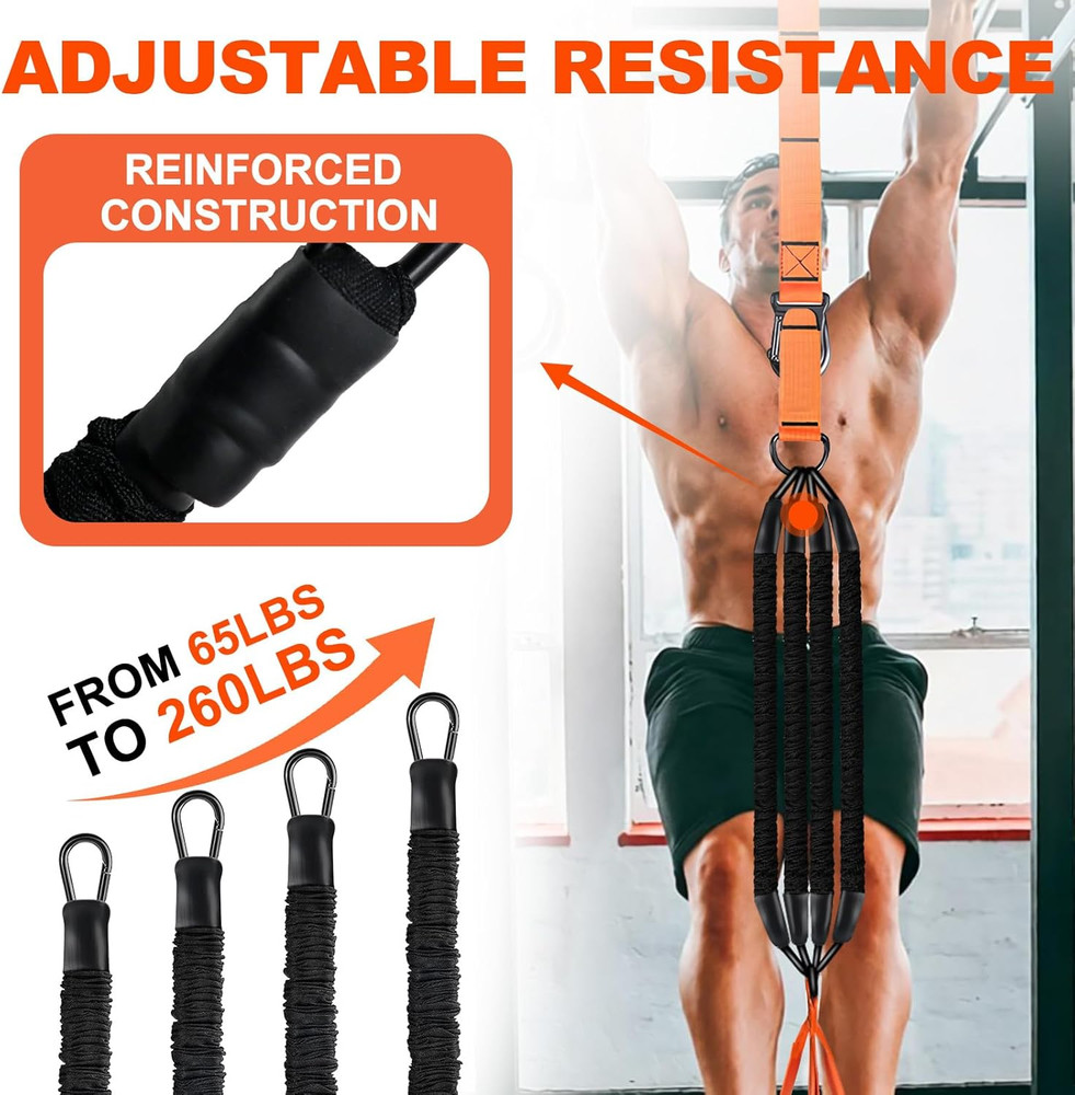Pull up Assistance Bands 65-260Lbs 4 Heavy Duty Pull up Resistance Bands Fabric