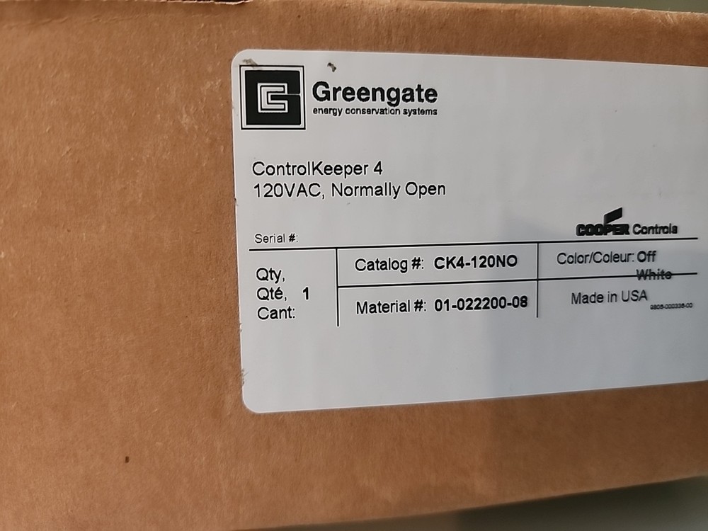 New Cooper Controls 01-022200-08 / GreenGate CK4-120NO, ControlKeeper 4
