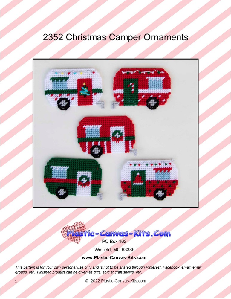 Christmas Camper Ornaments-Plastic Canvas Pattern or Kit