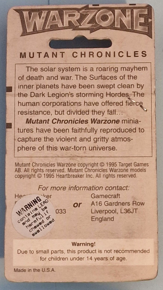 WARZONE SUNSET STRIKER FLAME THROWER 11408 Mutant Chronicles Stapled