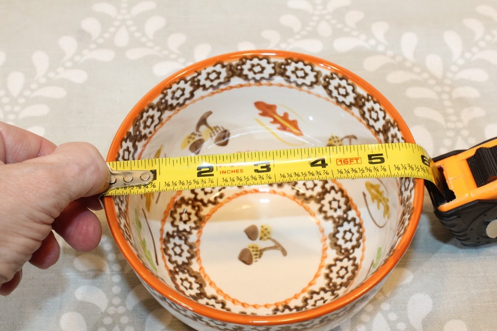 5 PC Temptations Old World Stacking Nesting Mixing Bowl Set - Fall/Autumn Acorns