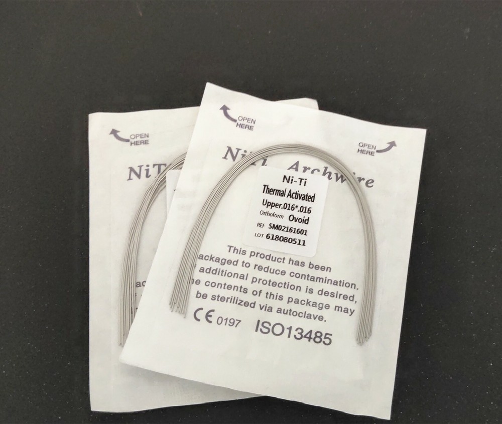 20 Packs 200 Pcs Thermal Activated NITI Rectangular Arch Wire Bows Ovoid Form