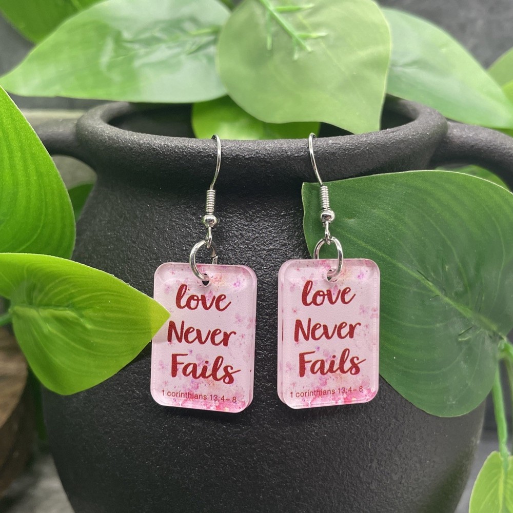 1.75” Silver-tone Scripture Floral Dangle Earring Set  New Free Ship B7610-B7614