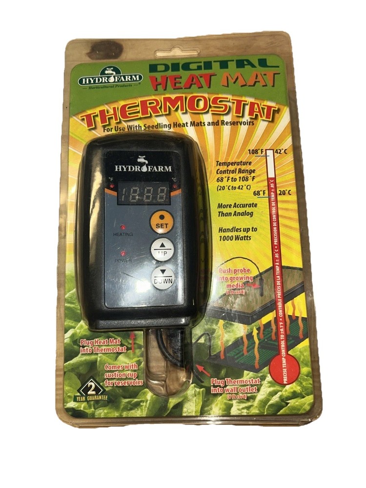Hydrofarm Jump Start Hydroponic Seedling Heat Mat Digital Thermostat Controller