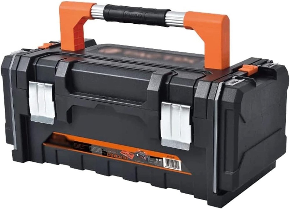 Solid Tool Box with Removable Tray 2 Parts Boxes, Plastic Portable Tool Organi