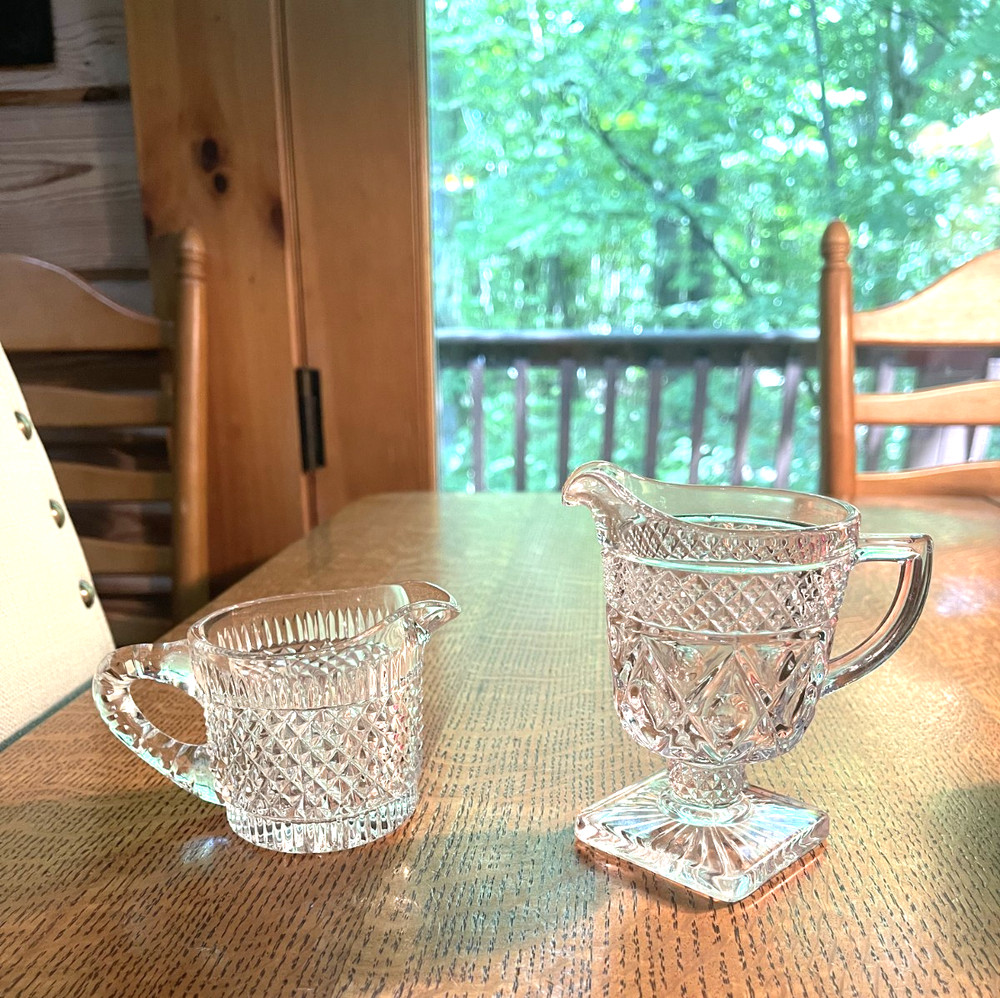 VINTAGE Diamond Quilted Pitchers Glassware, Decorative or Usage