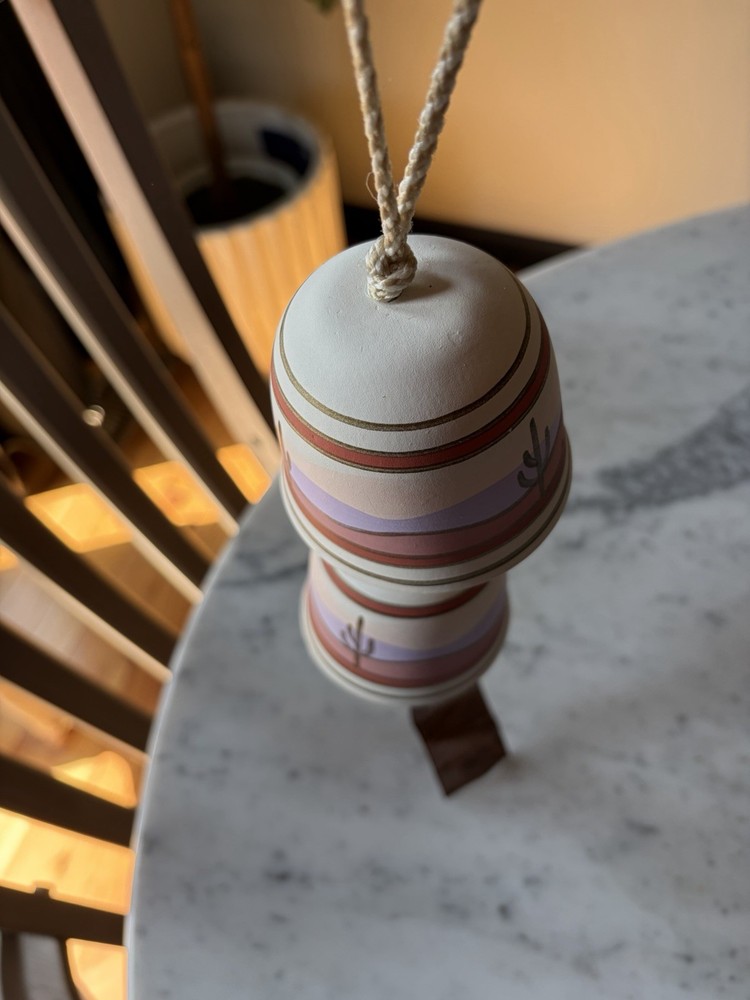 Ceramic Southwestern Wind Chime, Cactus Design, Multicolor, Desert Theme
