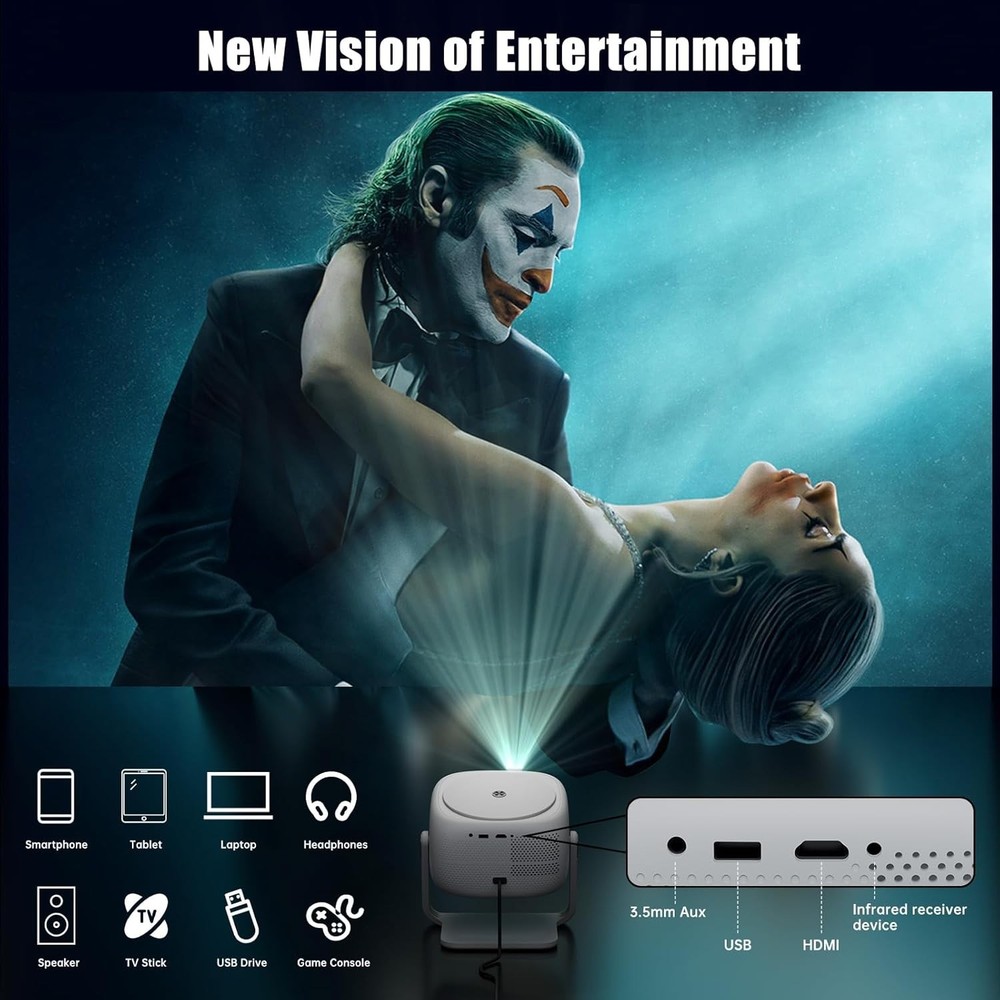 Native 1080P HD Projector 4K Support, WiFi 6, Bluetooth, Motorized Focus, Smart