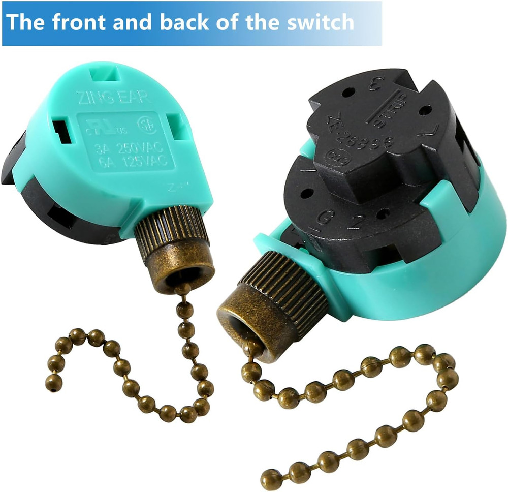 2PCS Ceiling Fans 3 Speed 4 Wire Pull Chain Switch Compatible with Hunter, Hampt