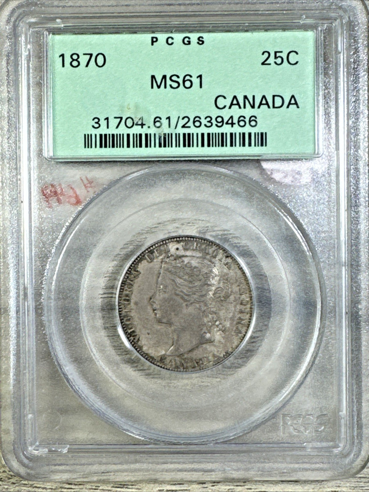 1870 Canada 25c Quarter Dollar PCGS MS61