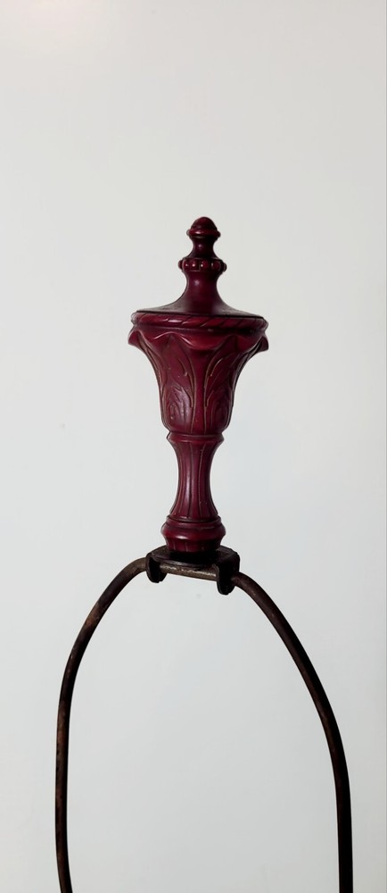 Vintage Red Ceramic Victorian Flower Table Lamp