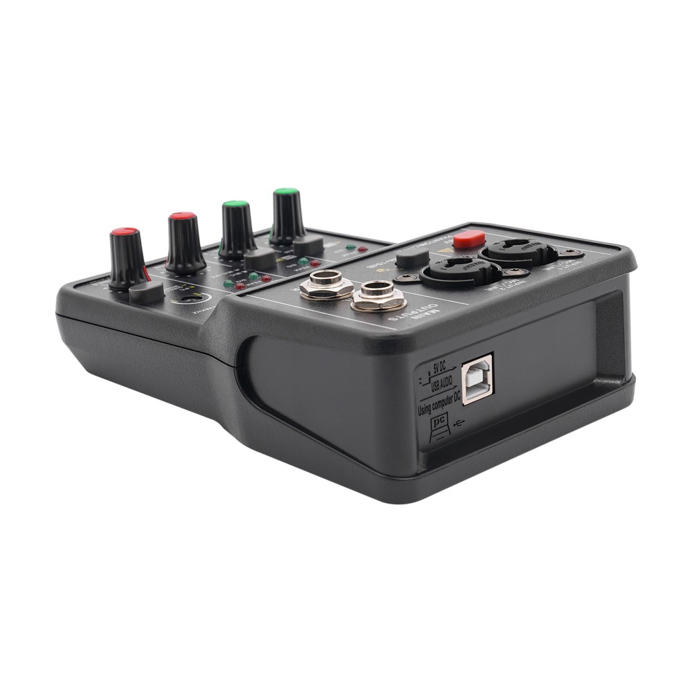 2 Channel Mixing Console Live Studio Audio DJ Mixer Sound Board USB Interface