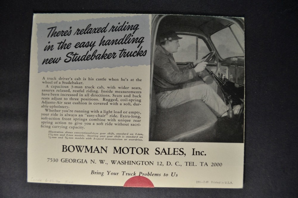 1949 Studebaker Truck Mailer Brochure Folder Pickup Dump Excellent Original 49
