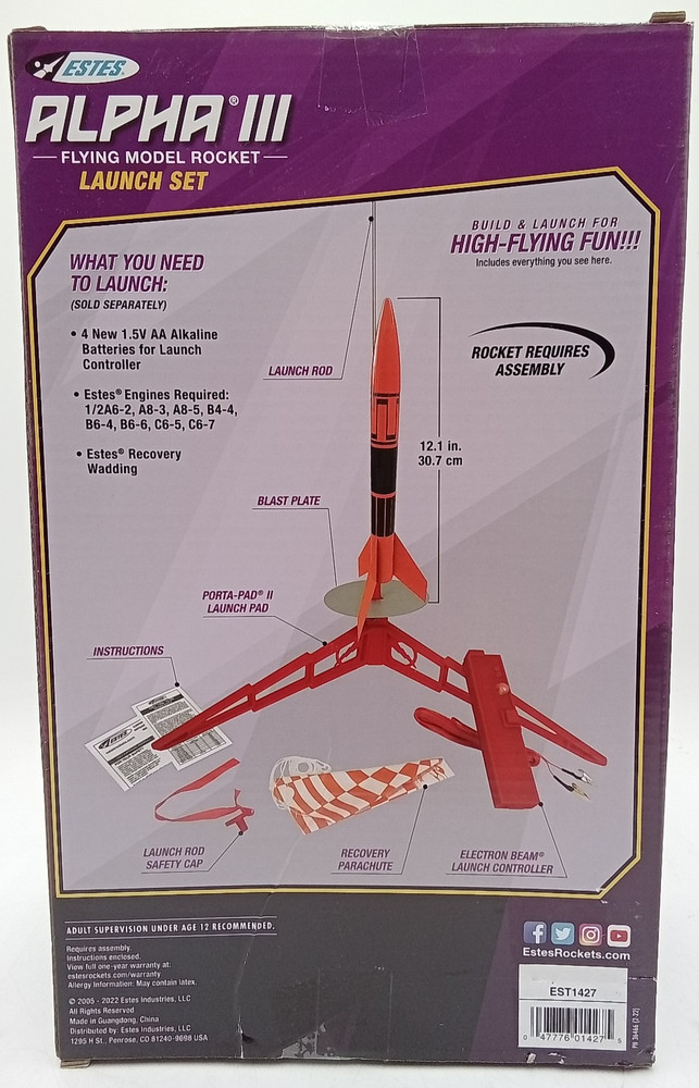 Estes 1427 Alpha III Model Rocket Launch Set Kit