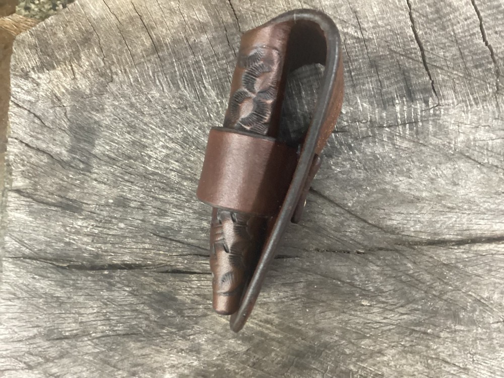 Leather Folding Knife Belt Loop Sheath Trapper Size (Sheath Only)