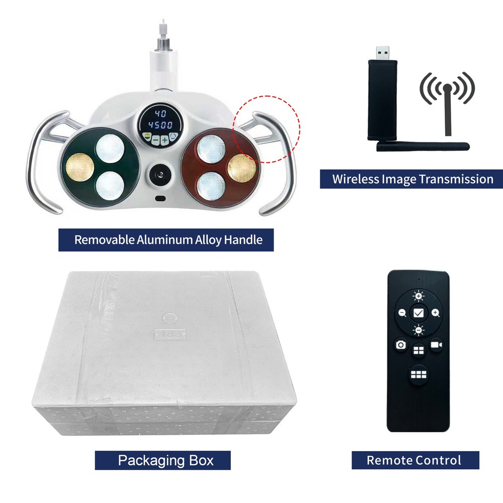 Ceiling-Mounted Dental LED Operation Light Sensor Lamp w/ Camera Video Recording