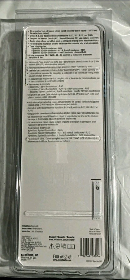 Klein Tools VDV226-011-SEN Ratcheting Data Cable Crimper/Stripper/Cutter