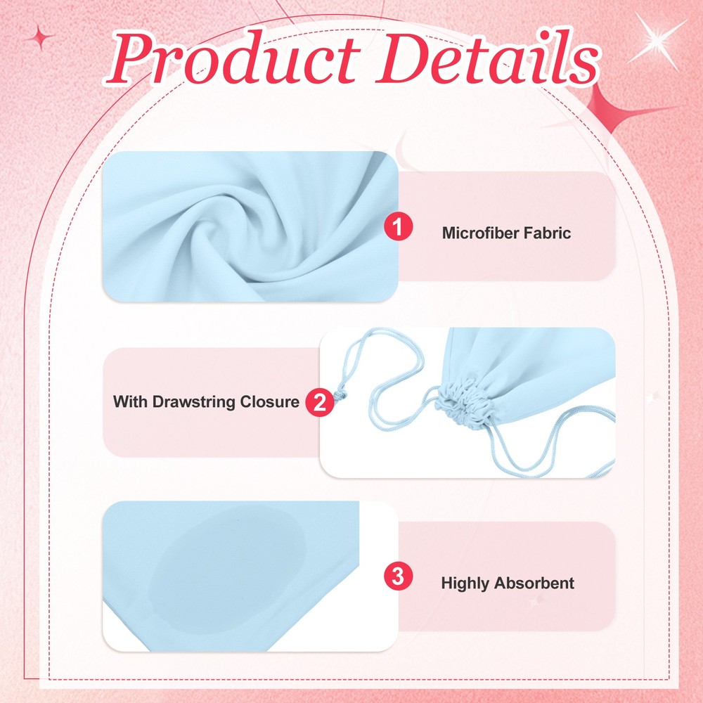 Ski Goggle Bag, Microfiber Bag with Cleaning Cloth 2 Pcs Light Blue