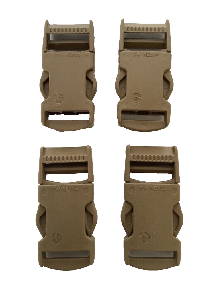 4 ITW Nexus 30 mm Buckle Quick Release Backpack Webbing Strap Plastic Clip Tan