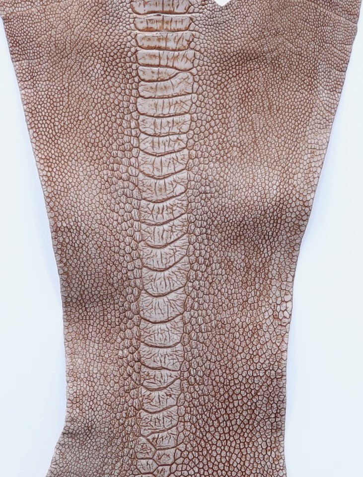 Ostrich Skin Legs Leather in Kango Tabac Stonewashed Finished