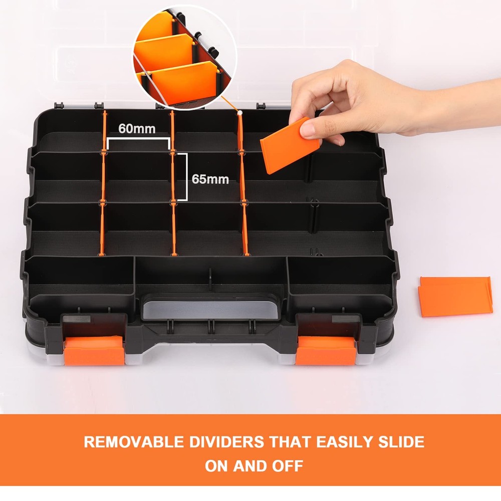 Double Side Tools Organizer, Customizable Removable Plastic Dividers, Hardwar...