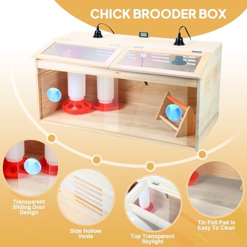 Chick Brooder Box Chick Starter Kit,Large Wooden Brooder Box for Chicks with