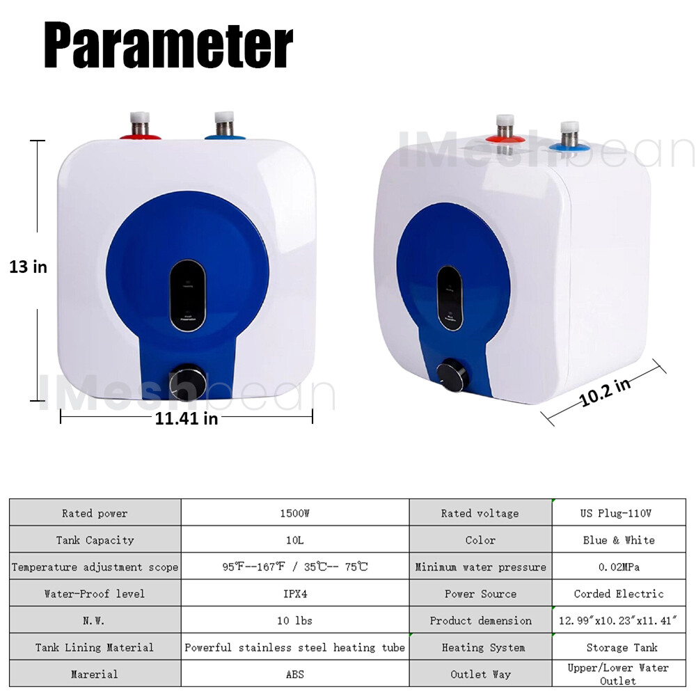 8/10/15L Electric Mini Tank Water Heater Kitchen Bathroom Home 95°F-167°F 110V
