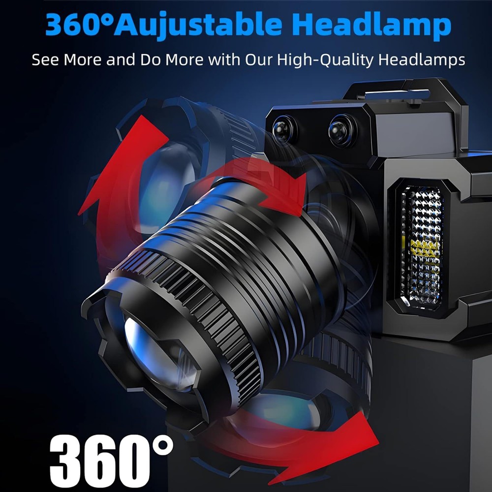Powerful LED flashlight head USB charging head lamp outdoor flashlight 2 package