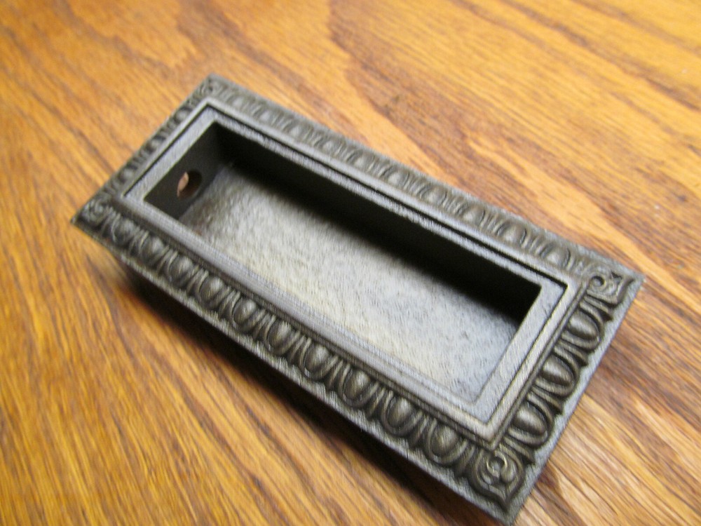 OLD IRON WINDOW SASH LIFT, PULL ORNATE EDGE...