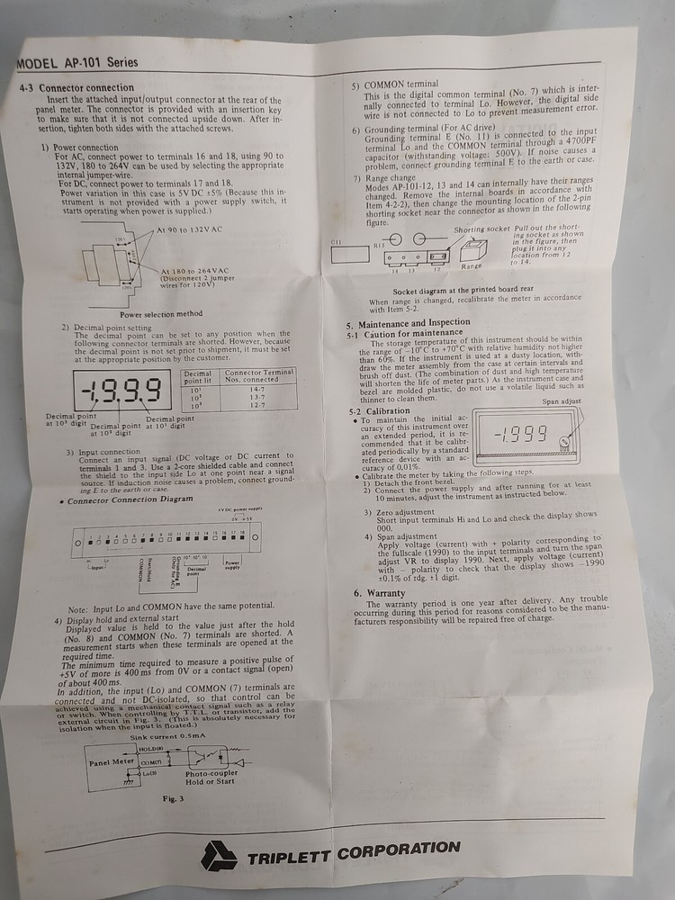 Digital Panel Meters AP-101 by Triplett