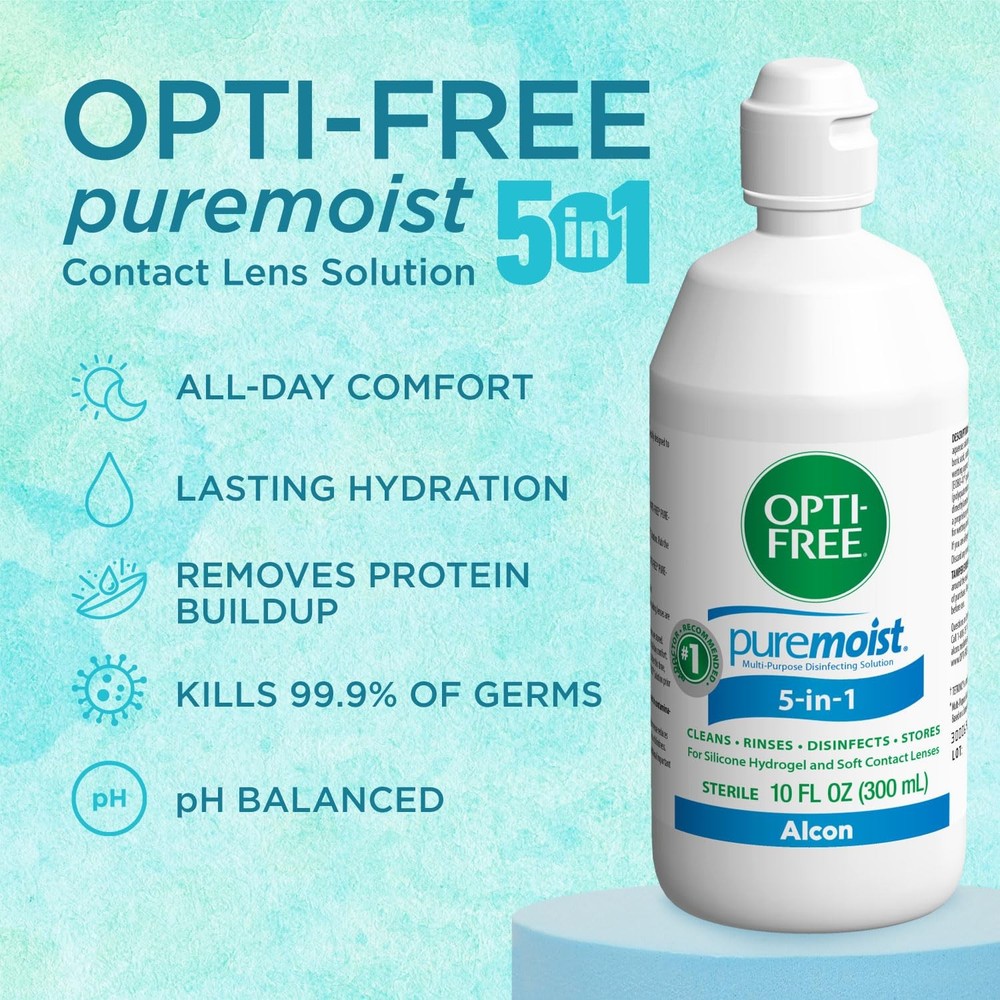 Puremoist Multi-Purpose Contact Lens Cleaning and Disinfecting Solution with ...