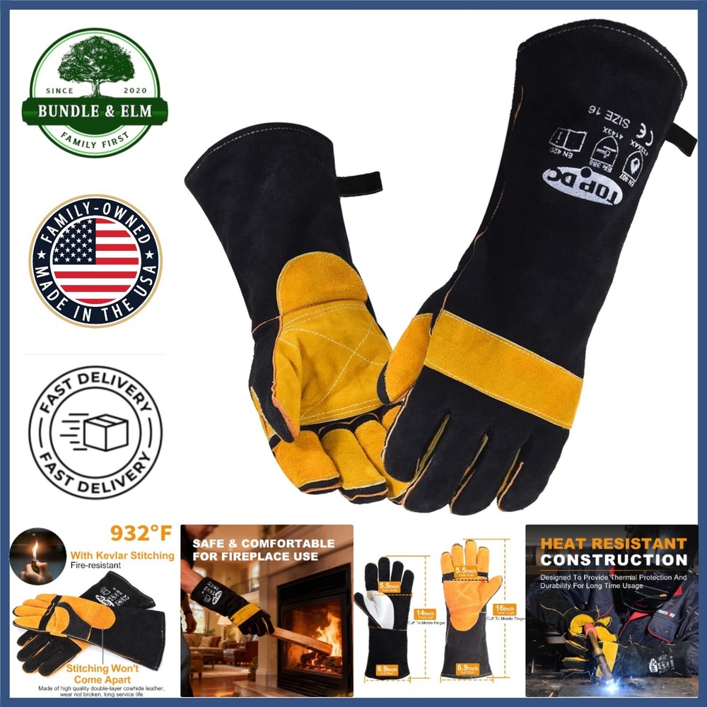 Fireproof Leather Welding Gloves for Safe Handling in High-Temperature Tasks