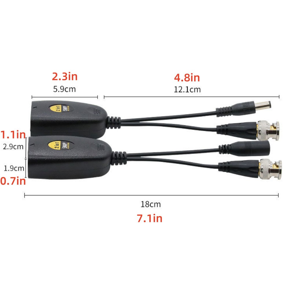 BNC To POE Adapter Balun Connector Twisted Pair Transmitter For Surveillance