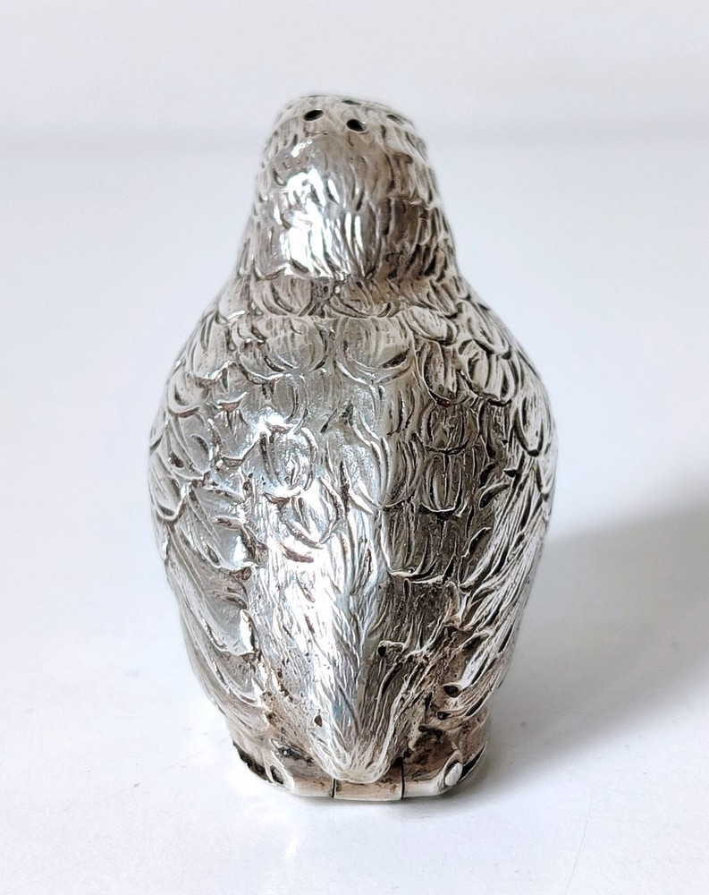 Vintage Solid 800 Silver Bird Shaped Salt Pepper Shaker Pepperette Germany c1940