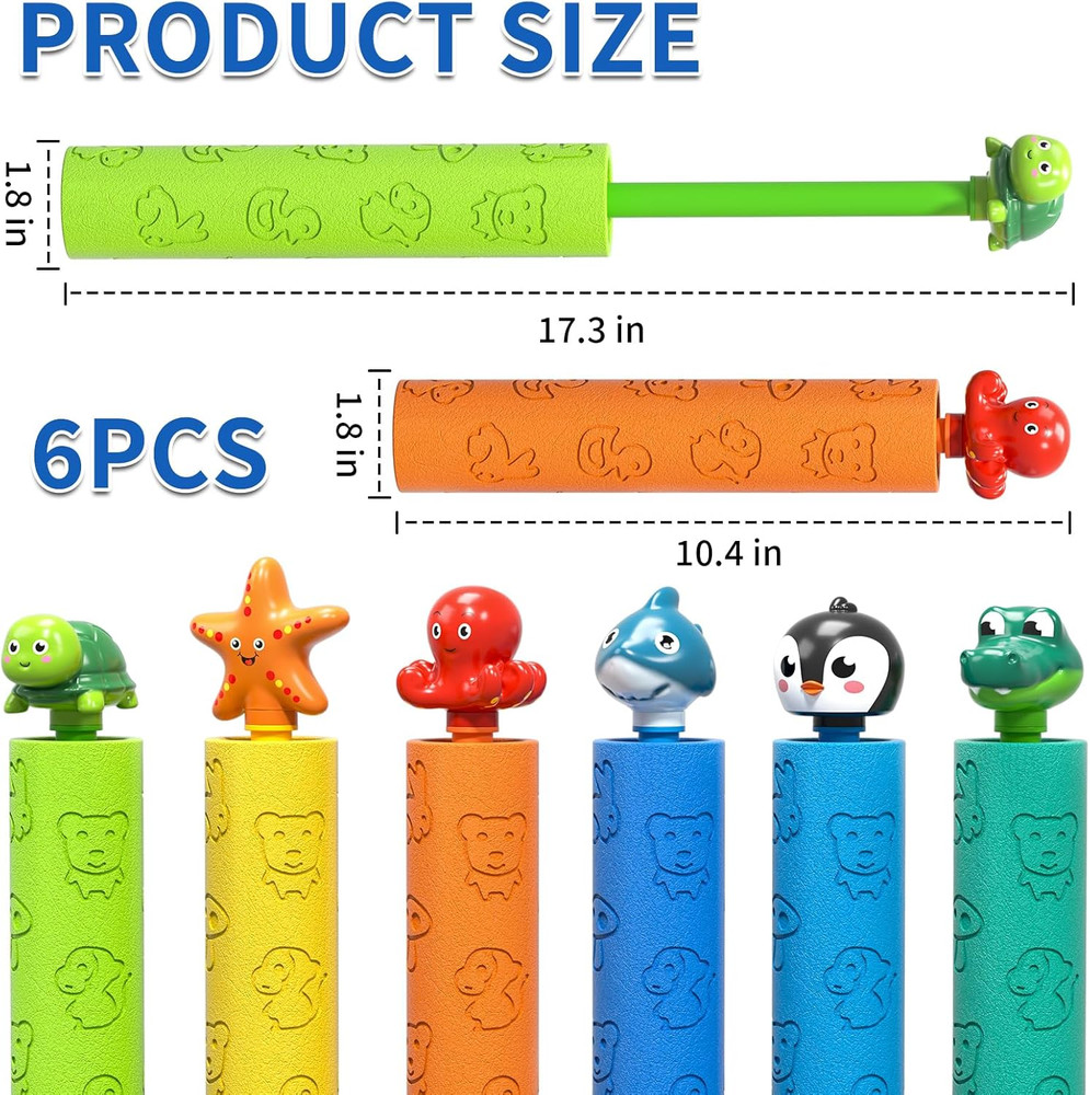 Squirt Guns for Kids 6-Pack – Multicolor Water Blasters