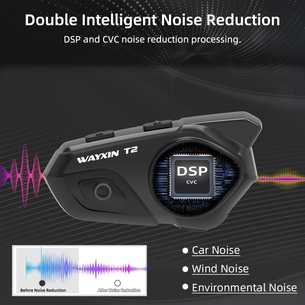 Motorcycle Bluetooth Headset T2 Helmet Intercom Wireless Waterproof Communicator
