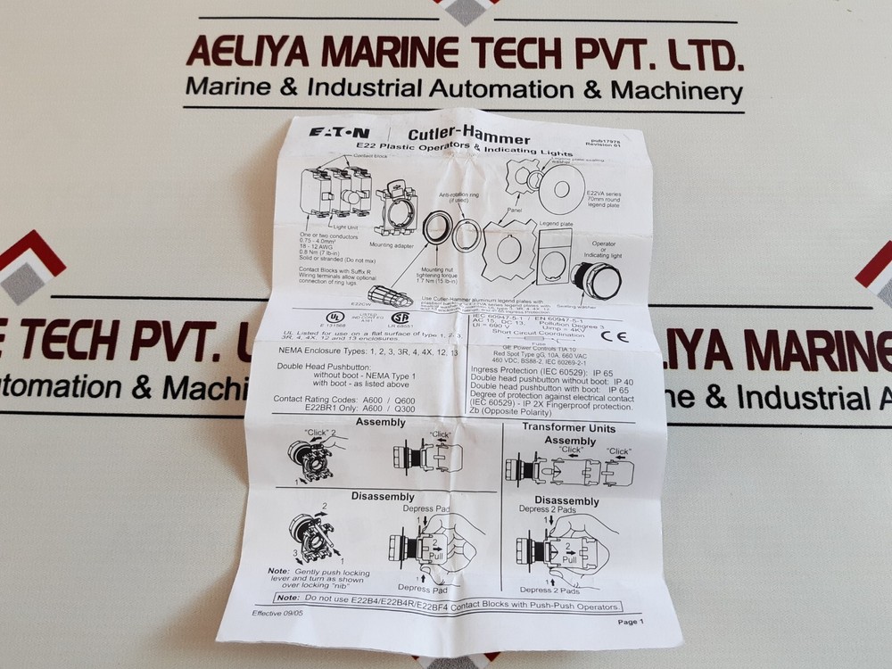 Eaton E22X51 Non Illuminating Knob Selector Switch