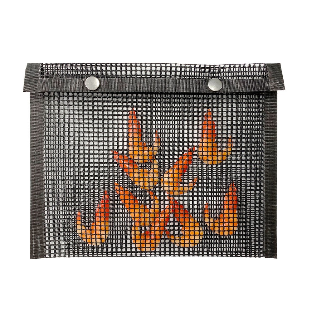 Black Cooking Grid Rectangular BBQ Grill Mesh Bag Non-Stick & Reusable Modern