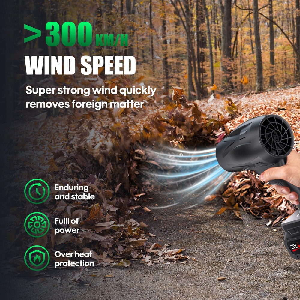 Electric Cordless Leaf Blower, 130MPH Handheld Leaf Blower, 2X 2.6Ah Battery ...