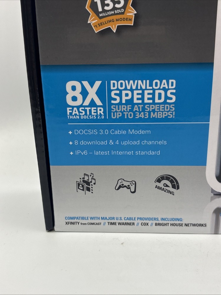 ARRIS SurfBoard SB6141 DOCSIS 3.0 Cable Modem – White