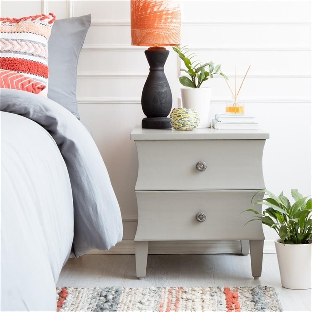 Adore Decor Arlan Side Table with Two Drawers Gray