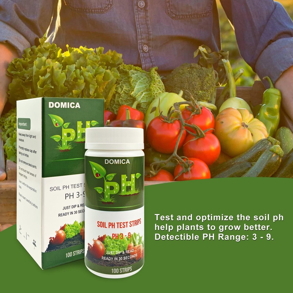 100 Soil pH Test Strips (pH 3-9) Testing Paper, Mud Tester for...