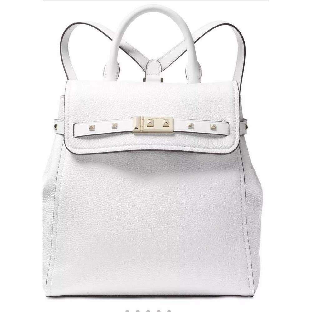 Michael Kors Women's Addison Medium Pebble Leather Backpack Optic White
