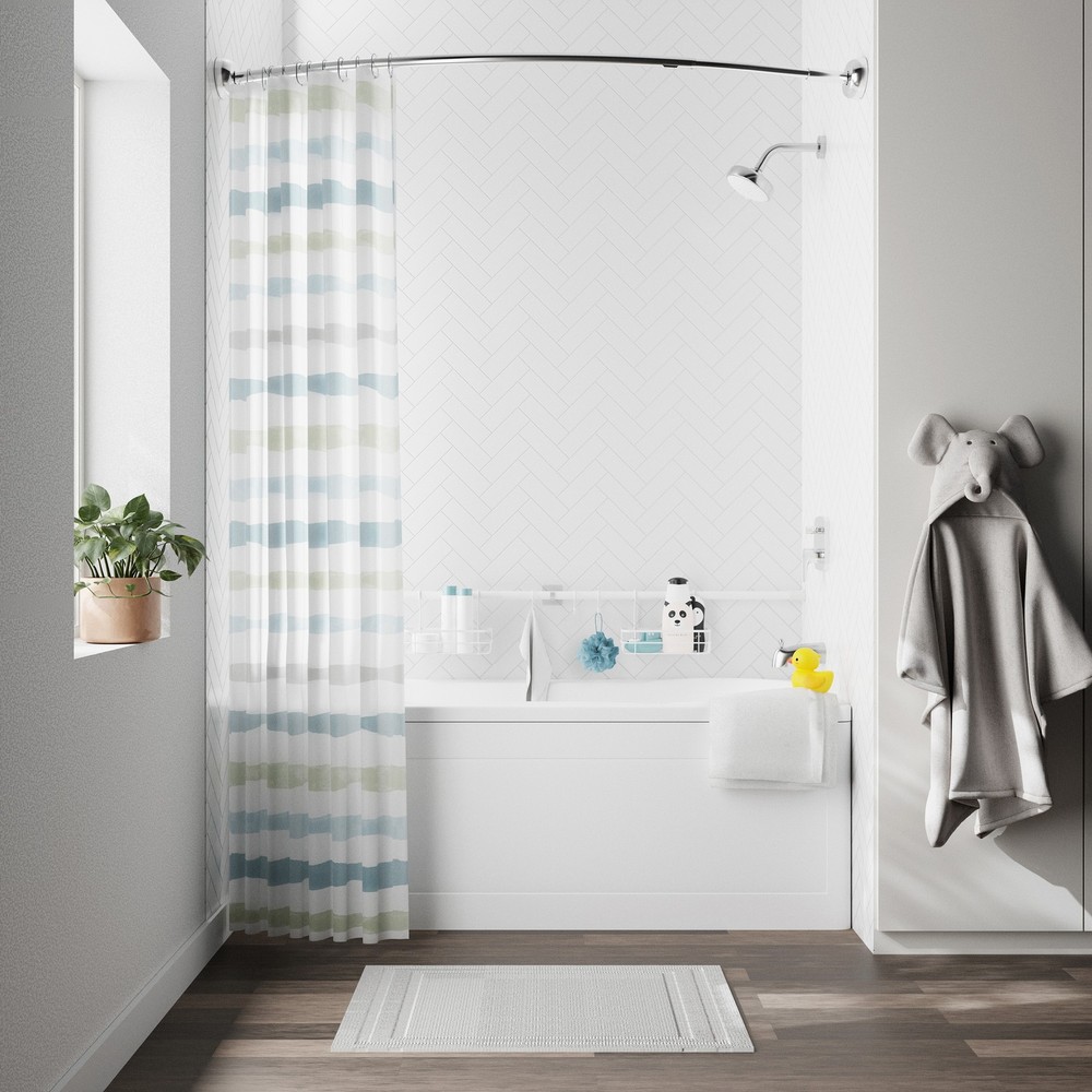 Tension Rod Bath Organizer Pole Caddy No Tools 4.85 6 Ft. Rust Resistant White