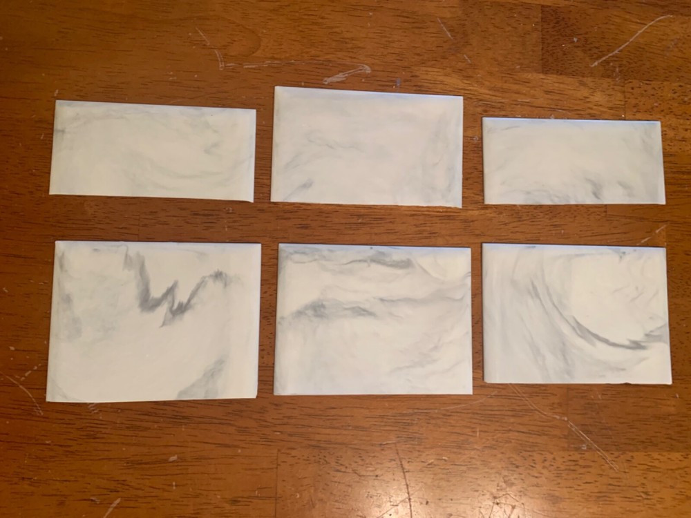Vintage 4-1/4" Grey Marbled Plastic Wall Tiles
